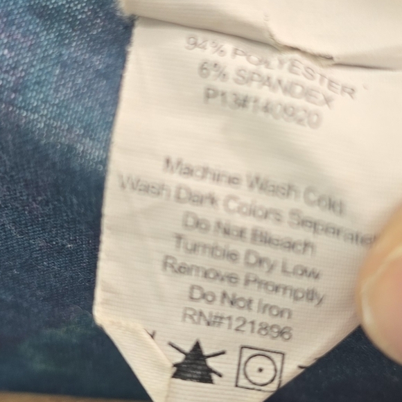 Title Nine Dress Women Medium Green Pink Mini Stretch Jersey Paisley Lettuce Hem - Picture 10 of 11